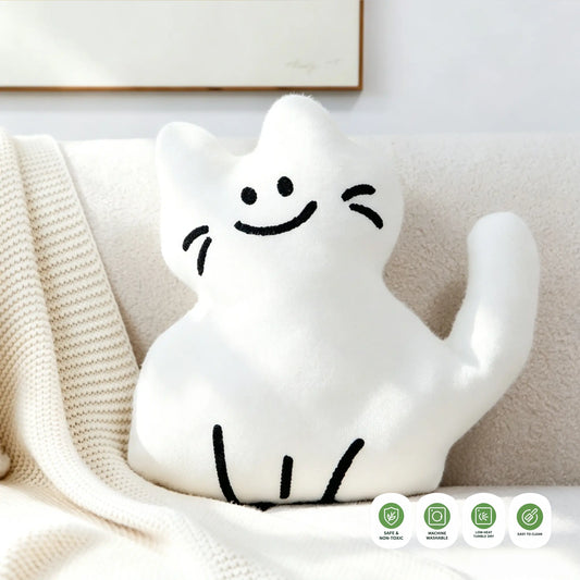 DoodleSnuggle Hand-Drawn Plush Cat