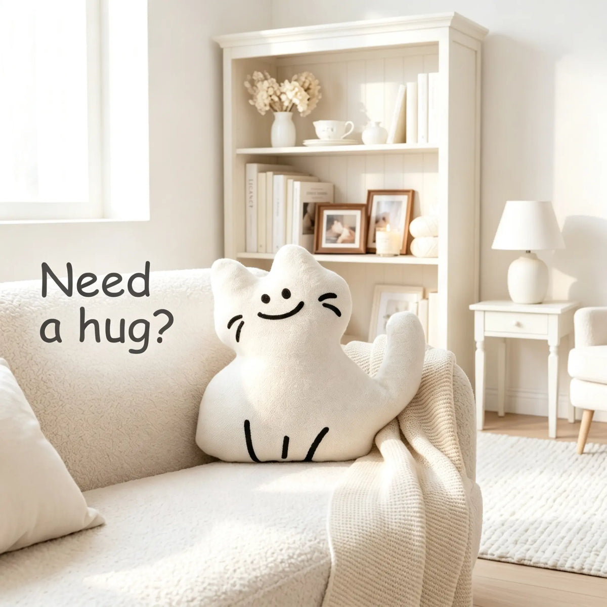 DoodleSnuggle Hand-Drawn Plush Cat