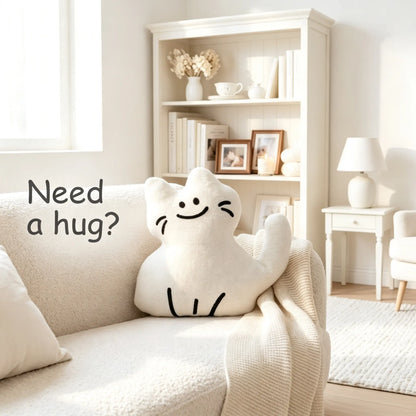 DoodleSnuggle Hand-Drawn Plush Cat