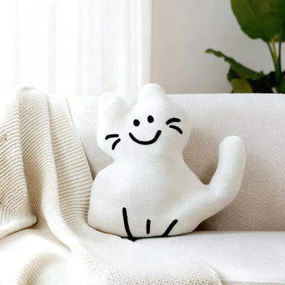 DoodleSnuggle Hand-Drawn Plush Cat
