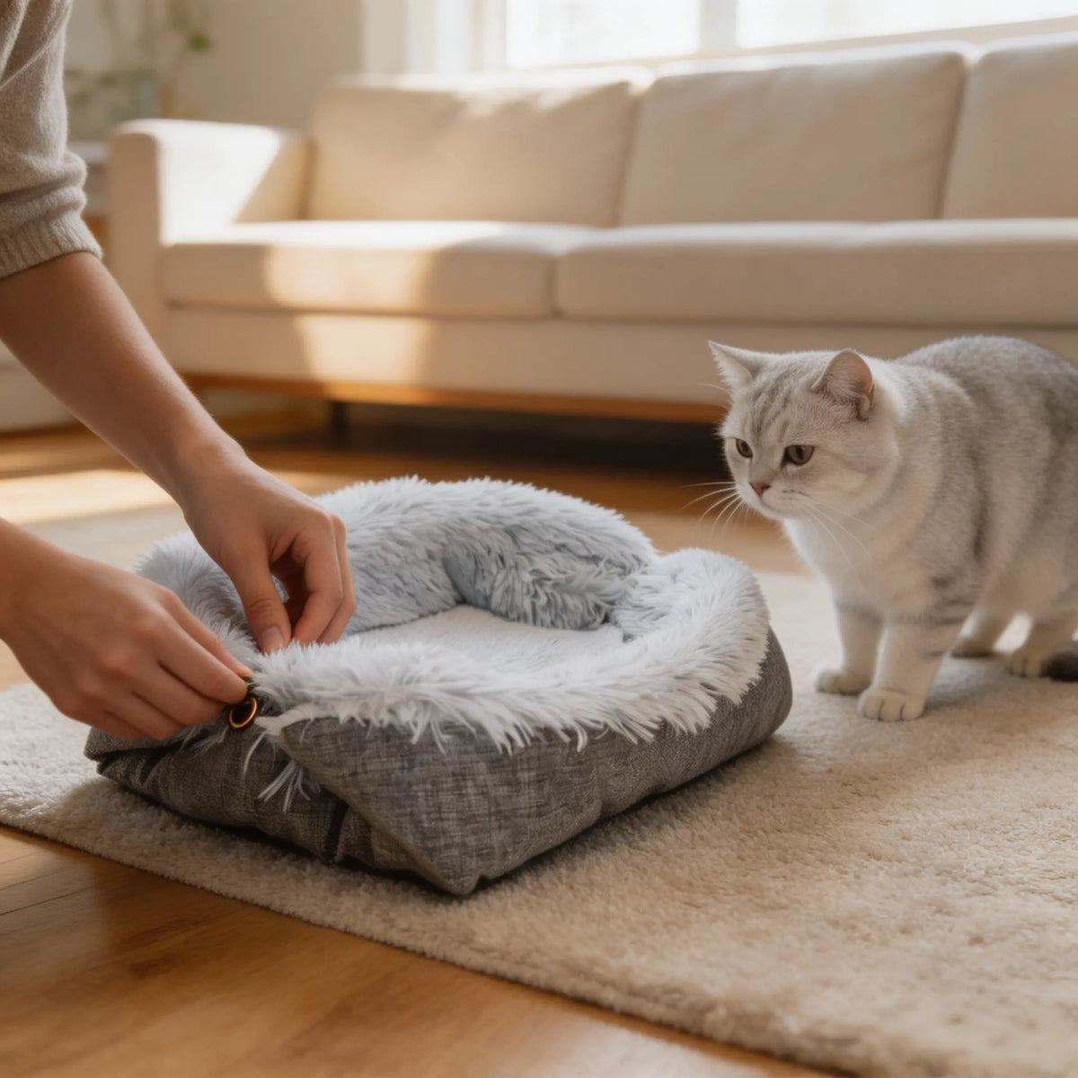NestleFold 2-in-1 Fleece Cushion and Pet Nest