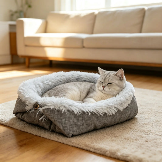 NestleFold 2-in-1 Fleece Cushion and Pet Nest