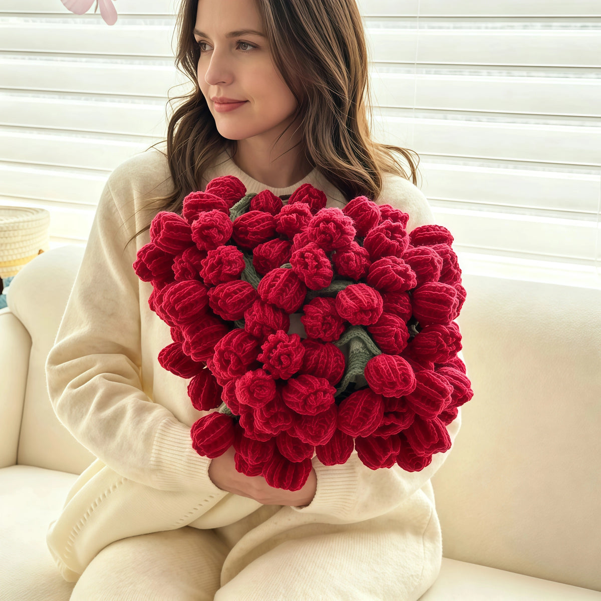 Rose Bouquet Knit Throw Blanket