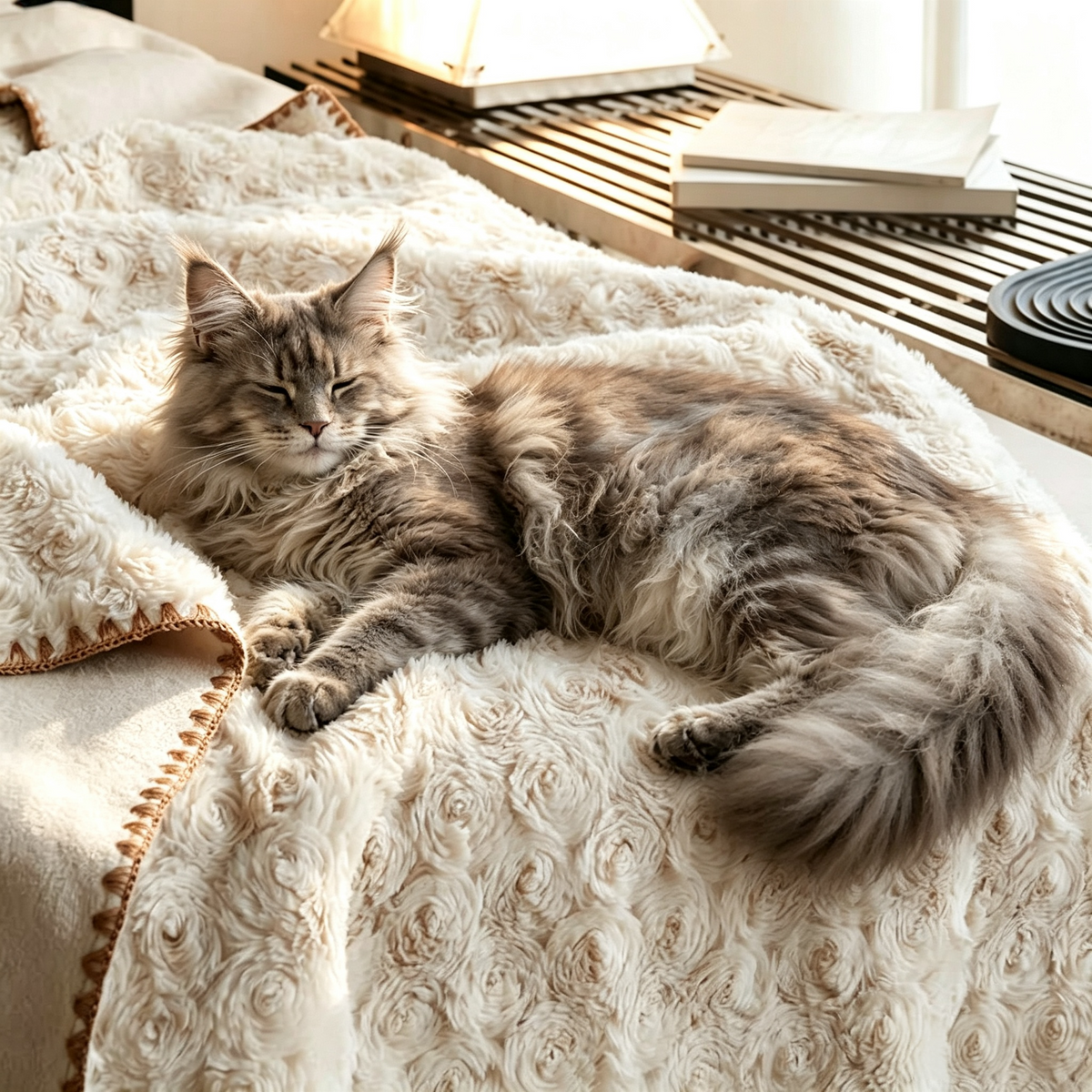 Rosy Loop Throw Blanket – Waterproof & Scratch-Resistant, for You & Your Pet