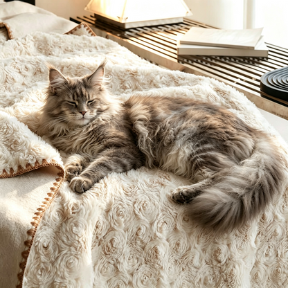 Rosy Loop Throw Blanket – Waterproof & Scratch-Resistant, for You & Your Pet