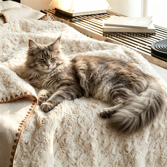 Rosy Loop Throw Blanket – Waterproof & Scratch-Resistant, for You & Your Pet
