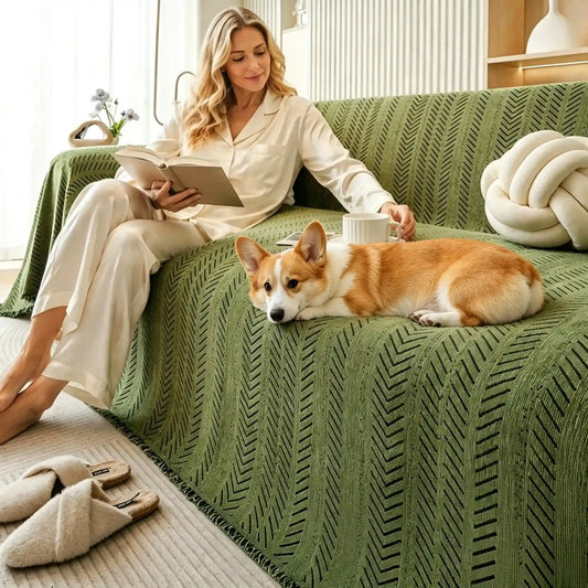 Chenille Couch Throw – Wheat