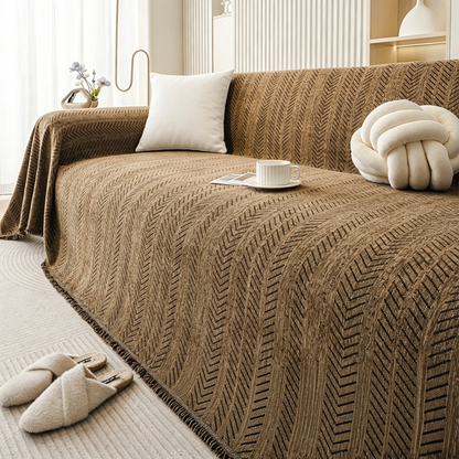 Chenille Couch Throw – Wheat