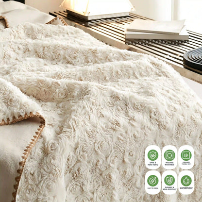 Rosy Loop Throw Blanket – Waterproof & Scratch-Resistant, for You & Your Pet